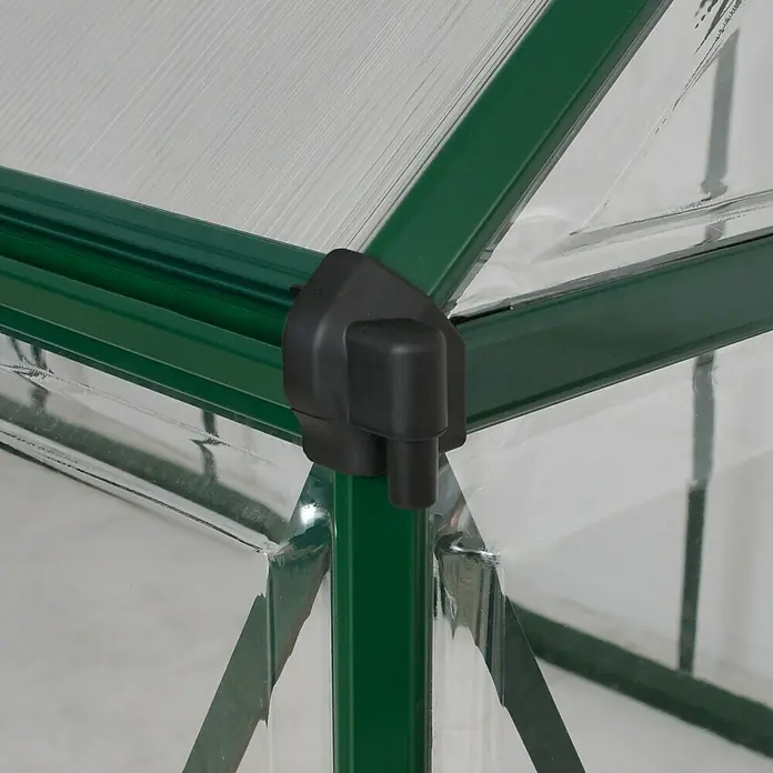 Palram – Canopia Gewächshaus Hybrid - 3,06 x 1,85 x 2,08 m, Polycarbonat, Glasstärke Seitenwände: 0,75 mm, Grün - Rechte Seitenansicht