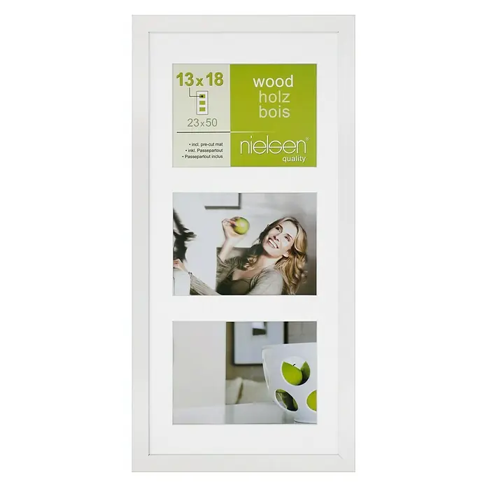 Nielsen Bilderrahmen Apollo - Weiß, 23 x 50 cm, Holz, 3 Fotoplatzhalter - Vorderansicht