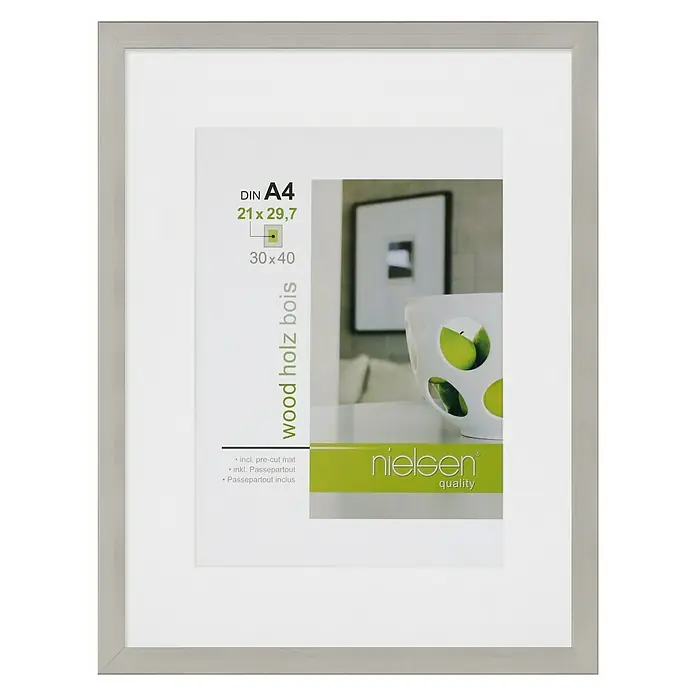Nielsen Bilderrahmen Apollo - Silber, 30 x 40 cm, Holz - Vorderansicht