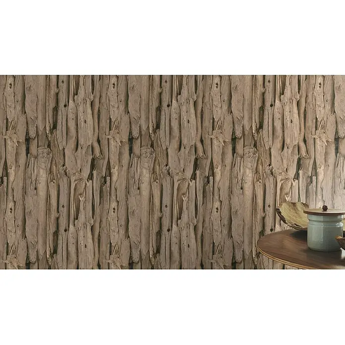 Rasch Vliestapete African Queen II - Natur, Holzoptik, Treibholz, 10,05 x 0,53 m - Stimmungsaufnahme