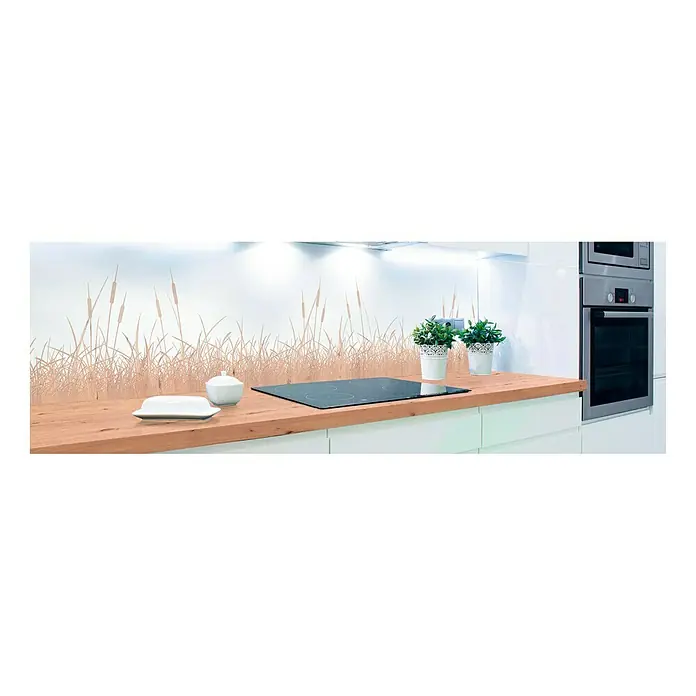 Resopal Küchenrückwand Fixmaß - Beech Grasses, 305 x 62 cm, Stärke: 15,4 mm, Holz