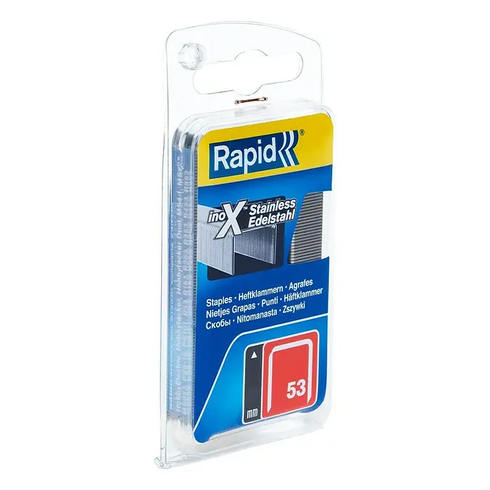 Rapid Spajalice High Performance 53/12 - Dubina spojnice: 12 mm, Plemeniti čelik V2A, 1.080 Kom., Širina: 0,75 mm - Pogled s lijeve strane