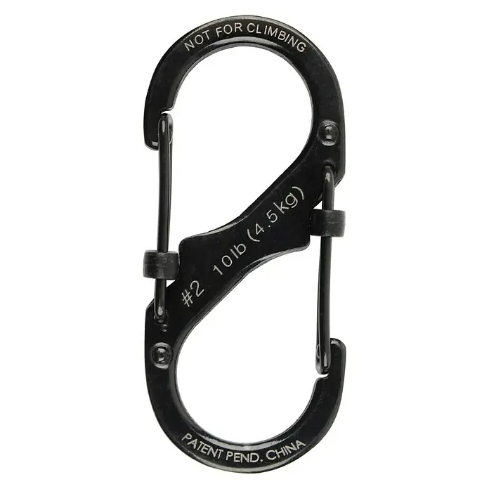 Nite Ize Doppelkarabiner Slide Lock - 50 x 22 mm, Edelstahl, Schwarz, Zugfestigkeit: 4,5 kg - Rückansicht