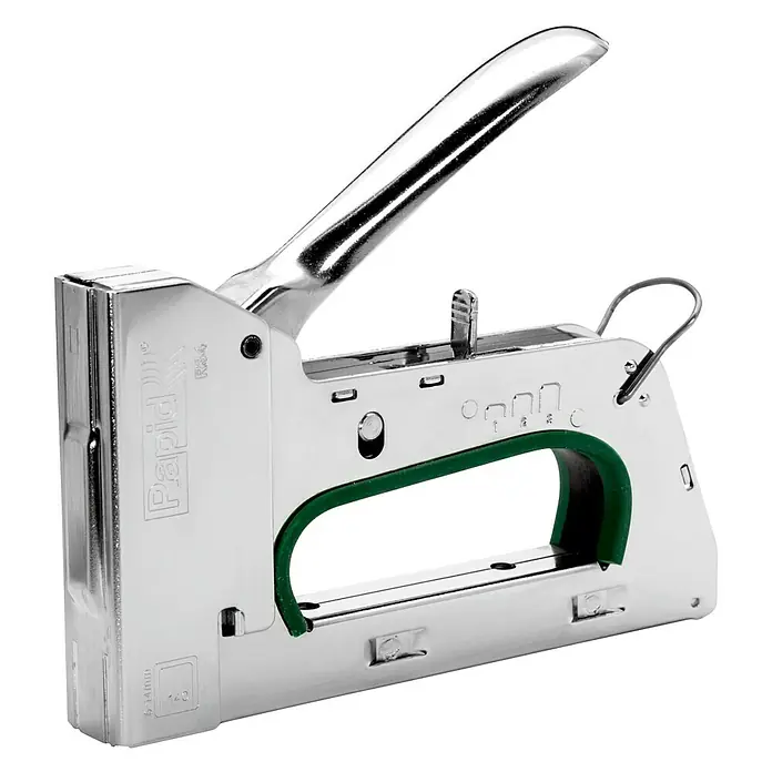 Rapid Handtacker R34E - Klammertiefe: 6 - 14 mm, Geeignet für: Flachdrahtklammern Nr. 140 - Linke Seitenansicht