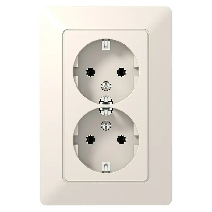 Voltomat MIKRO Steckdose - Elektroweiß, 2-fach, Kunststoff, Unterputz - Vorderansicht