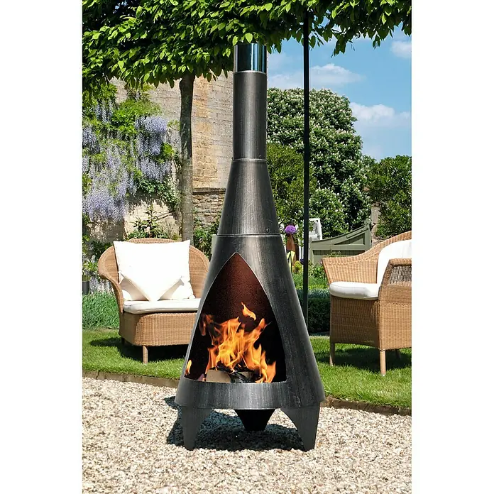 Buschbeck Gartenkamin Colorado - Höhe: 160 cm, Durchmesser: 60 cm, Grau