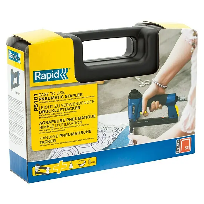 Rapid Drucklufttacker AirTac PS 101 - Klammertiefe: 6 - 16 mm, Geeignet für: Feindrahtklammer Typ 53, Pneumatisch
