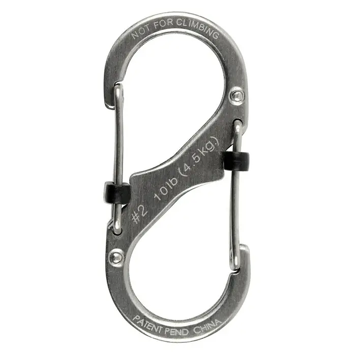 Nite Ize Doppelkarabiner Slide Lock - 50 x 22 mm, Edelstahl, Silber, Zugfestigkeit: 4,5 kg - Rückansicht