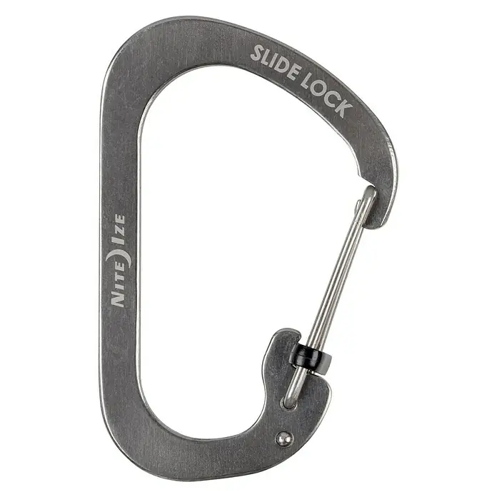 Nite Ize Karabinerhaken Slide Lock - 7,9 x 5,2 cm, Edelstahl, Silber, Zugfestigkeit: 33 kg - Vorderansicht