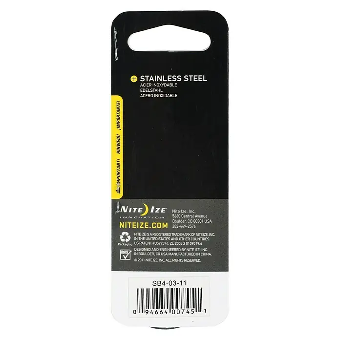 Nite Ize Doppelkarabiner - 89 x 38 mm, Edelstahl, Silber, Zugfestigkeit: 33 kg - Rückansicht