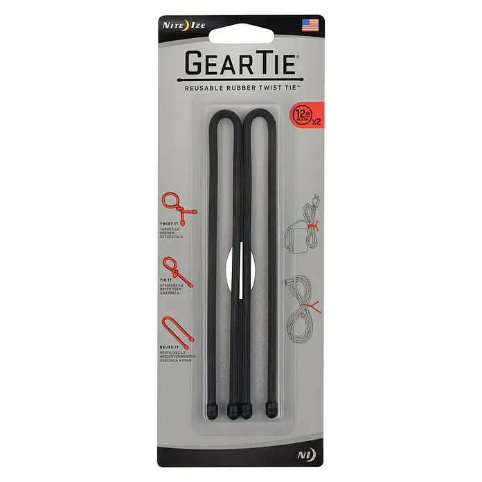 Nite Ize Kabelbinder Gear Tie - Schwarz, L x B: 221 x 8 mm, 2 Stk. - Vorderansicht