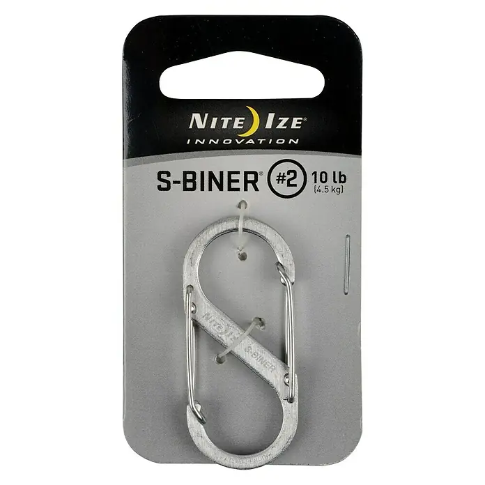 Nite Ize Doppelkarabiner - 50 x 22 mm, Edelstahl, Silber, Zugfestigkeit: 4,5 kg - Vorderansicht