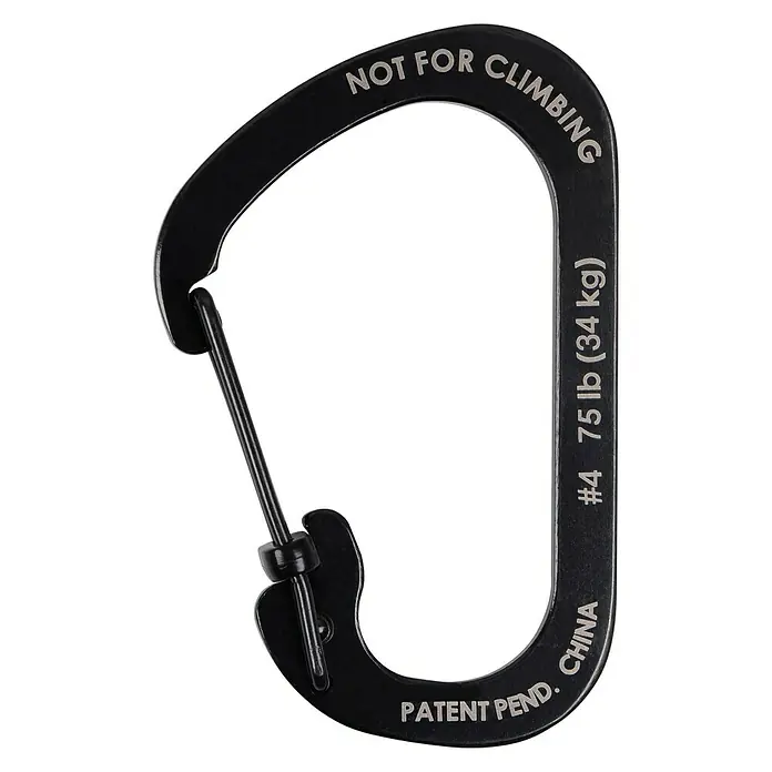 Nite Ize Karabinerhaken Slide Lock - 7,9 x 5,2 cm, Edelstahl, Schwarz, Zugfestigkeit: 33 kg - Vorderansicht