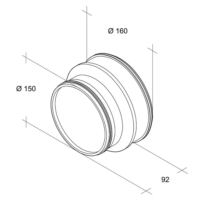 Air-Circle Wickelfalzrohr-Reduzierung - Durchmesser: 160 mm - 150 mm, Stahl - Vorderansicht
