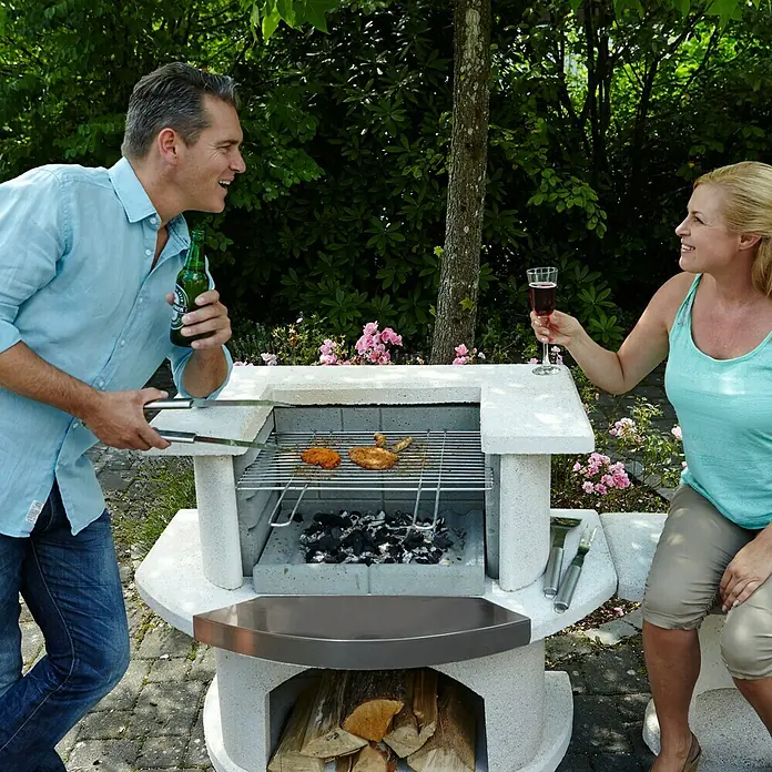 Buschbeck Grillbar Venedig - Edelstahlsimsblech, Hauptgrillfläche: 54 x 34 cm