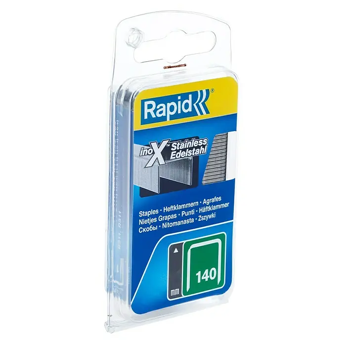Rapid Ravne spajalice Typ 140 - V2A čelik, Duljina: 10 mm, Širina stražnje strane: 10,6 mm, 650 Kom. - Pogled s lijeve strane