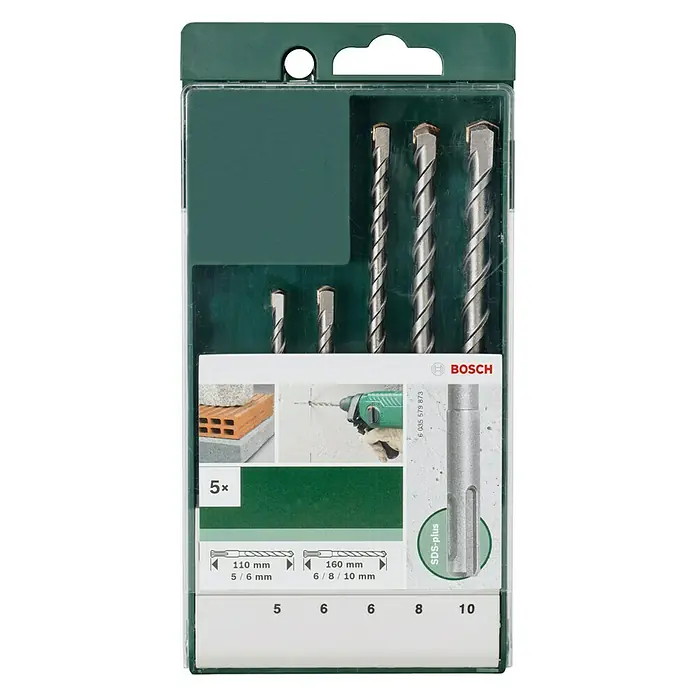 Bosch SDS-plus borenset S2 - 5 -delig, 5 mm - 10 mm - Vooraanzicht