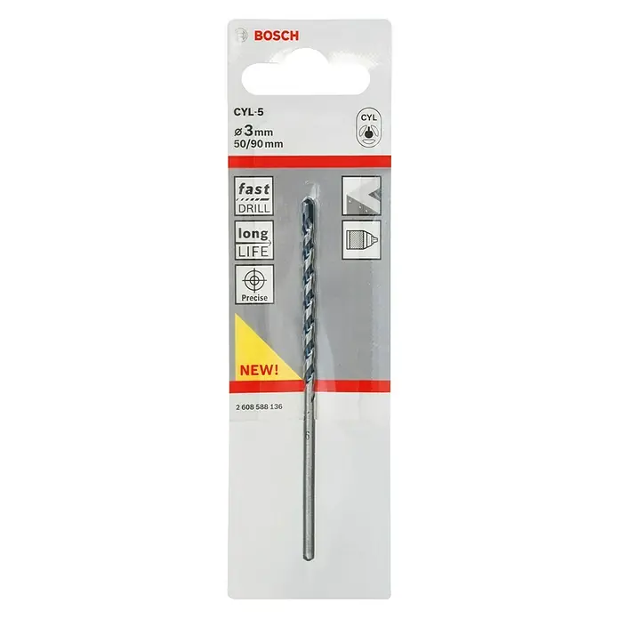 Bosch Svrdlo za beton CYL-5 - Ø x D: 3 x 90 mm, 1 Kom. - Pogled sprijeda
