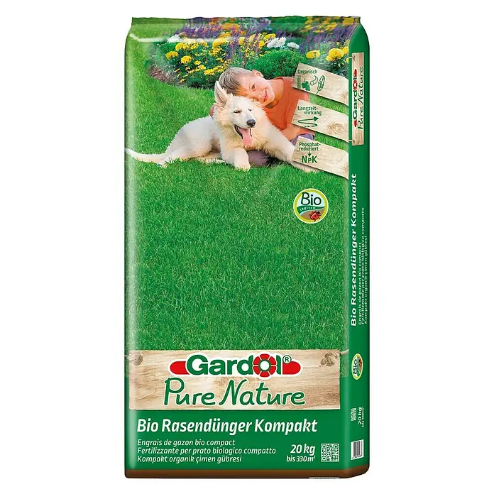 Gardol Pure Nature Bio-Rasendünger Kompakt - 20 kg, Inhalt ausreichend für ca.: 330 m² - Vorderansicht