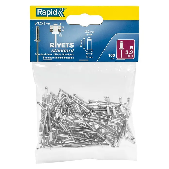 Rapid Slijepa zakovica - Duljina zakovice: 8 mm, Promjer zakovice: 3,2 mm, 100 Kom. - Pogled sprijeda