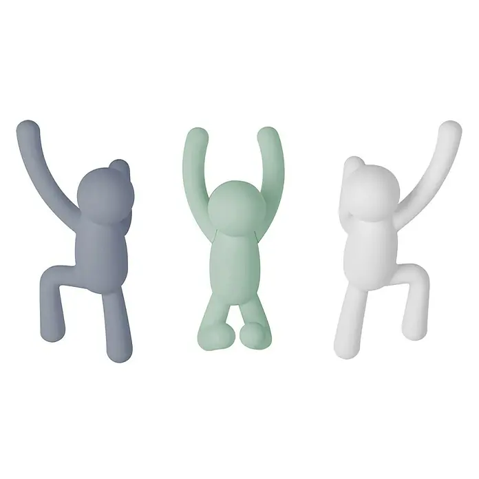 Kleiderhaken Buddy - 7,5 x 16,8 cm, Weiß/Grau/Grün, Traglast: 2,2 kg/Haken - Vorderansicht