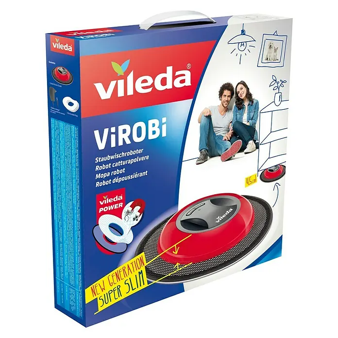 Vileda ViROBi Robotski usisivač Slim - Crno-crvene boje, 25 W, Litij-ionska - Pogled s lijeve strane