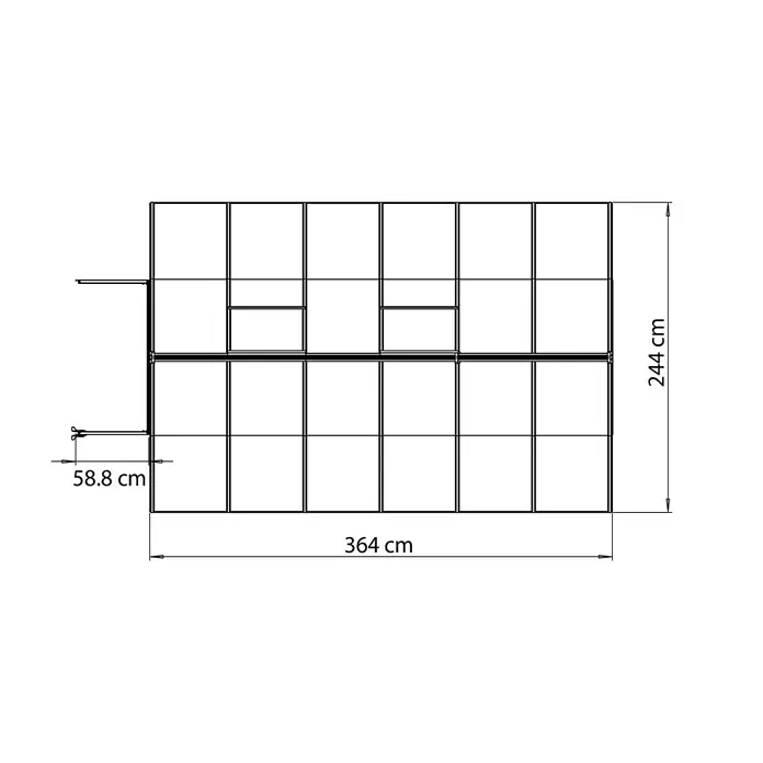 Gewächshaus Bella - 3,64 x 2,44 x 2,17 m, Polycarbonat, Glasstärke: 6 mm, Silber - Detailaufnahme