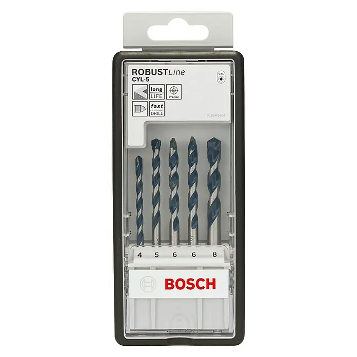 Bosch Set svrdla za beton - 5 -dij., 4 mm - 8 mm - Pogled sprijeda