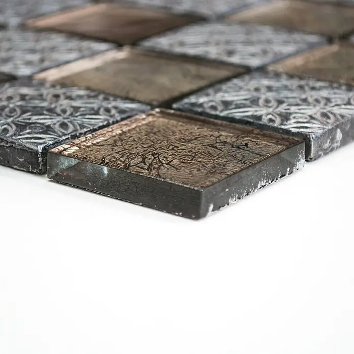 Mosaikfliese Quadrat Crystal Mix XCM 8OP4 - 30 x 30 cm, Beige/Grau, Glänzend - Vorderansicht