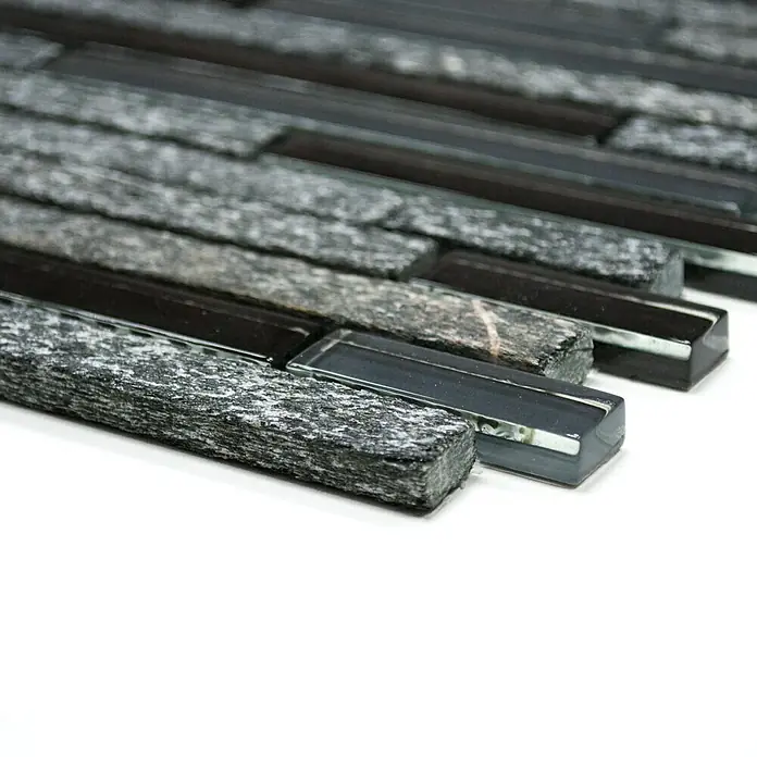 Mosaikfliese Crystal Mix XCM MV798 - 29,8 x 33,8 cm, Grau/Schwarz, Glänzend - Vorderansicht