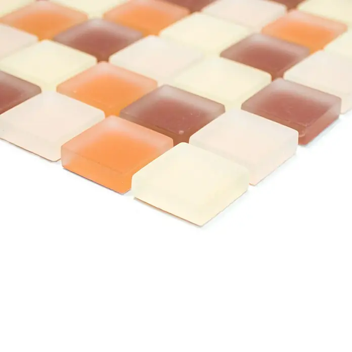 Mosaikfliese Quadrat Crystal Mix XCM 8560 - 32,7 x 30,2 cm, Braun/Beige, Matt - Vorderansicht