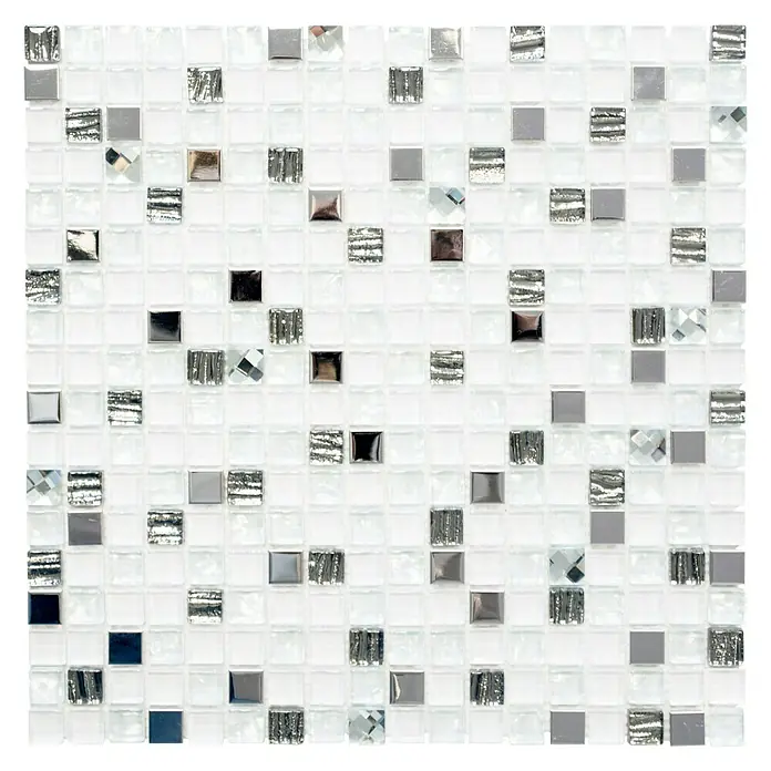Mosaikfliese Quadrat Crystal Mix XCM M770 - 30 x 30 cm, Weiß, Glänzend - Ansicht von oben