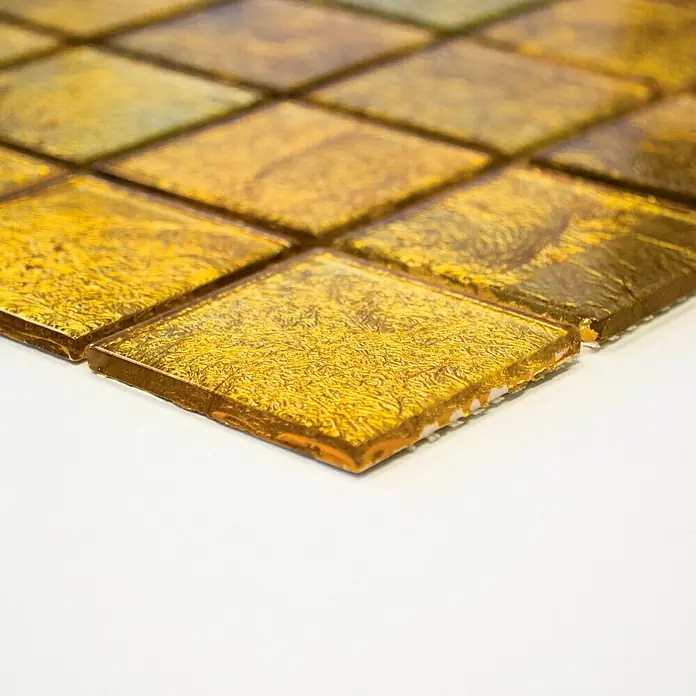 Mosaikfliese Quadrat Crystal Uni CM 4GO20 - 30 x 30 cm, Gold, Glänzend - Vorderansicht