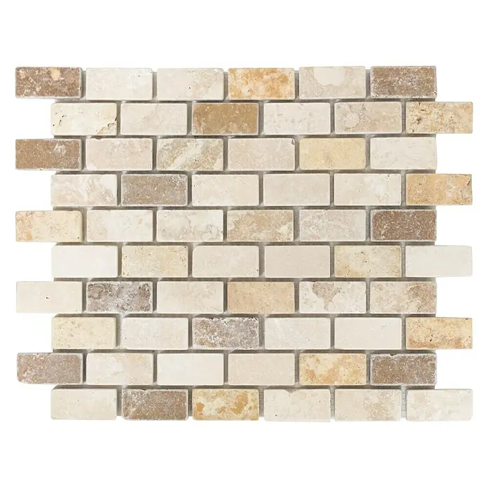 Mosaikfliese Brick Mixtumbled XNT 46474 - 30,5 x 30,5 cm, Beige, Matt - Ansicht von oben