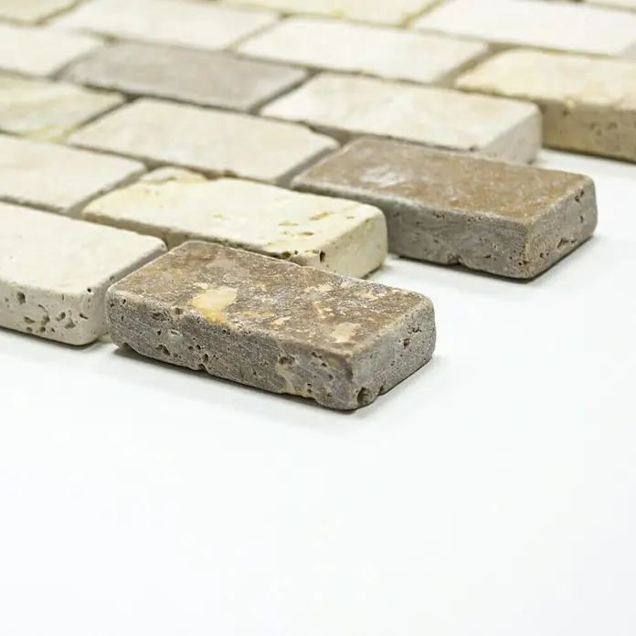 Mosaikfliese Brick Mixtumbled XNT 46474 - 30,5 x 30,5 cm, Beige, Matt - Vorderansicht