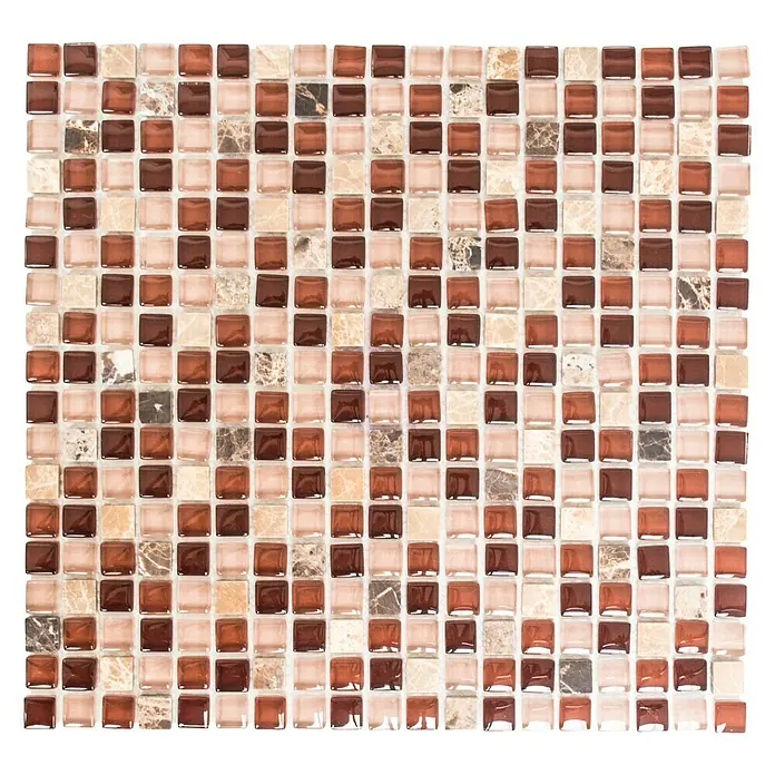 Mosaikfliese Quadrat Crystal Mix XCM M870 - 30,5 x 32,2 cm, Braun, Glänzend - Ansicht von oben