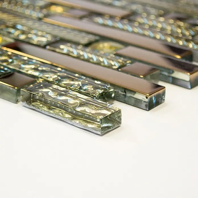 Mosaikfliese Crystal Mix XCM GV918 - 29,8 x 33,8 cm, Gold, Glänzend - Vorderansicht