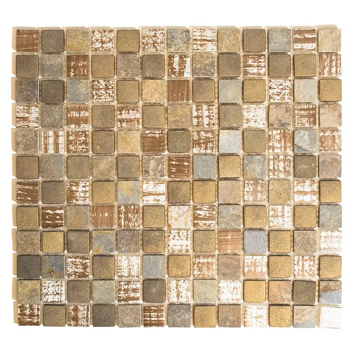 Mosaikfliese Quadrat Crystal Mix XCM CB 52 - 32,7 x 30,2 cm, Braun, Matt - Ansicht von oben