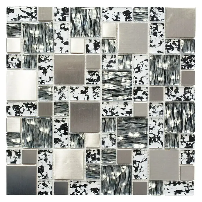 Mosaikfliese Crystal Mix XCM MC629 - 30 x 30 cm, Schwarz/Grau, Glänzend - Ansicht von oben