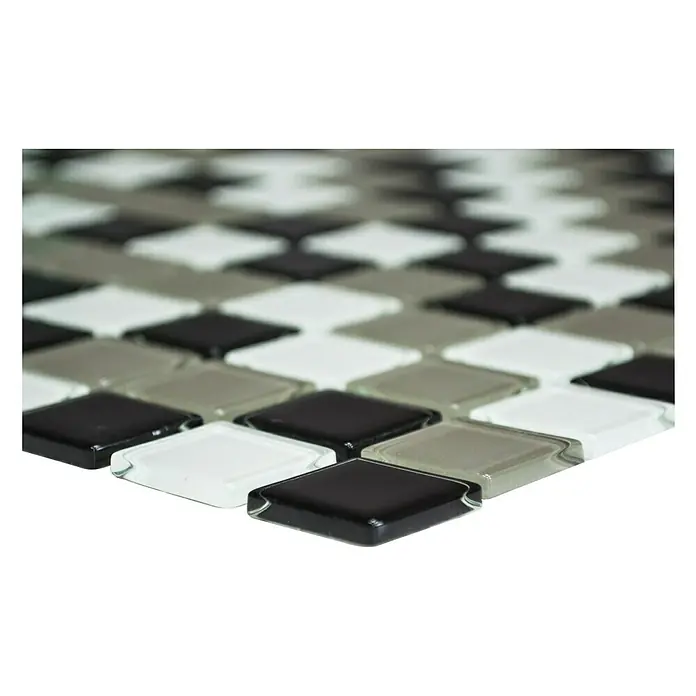 Selbstklebemosaik Crystal Mix SAM 4CM30 - 30 x 30 cm, Glas, Schwarz/Braun/Weiß - Vorderansicht