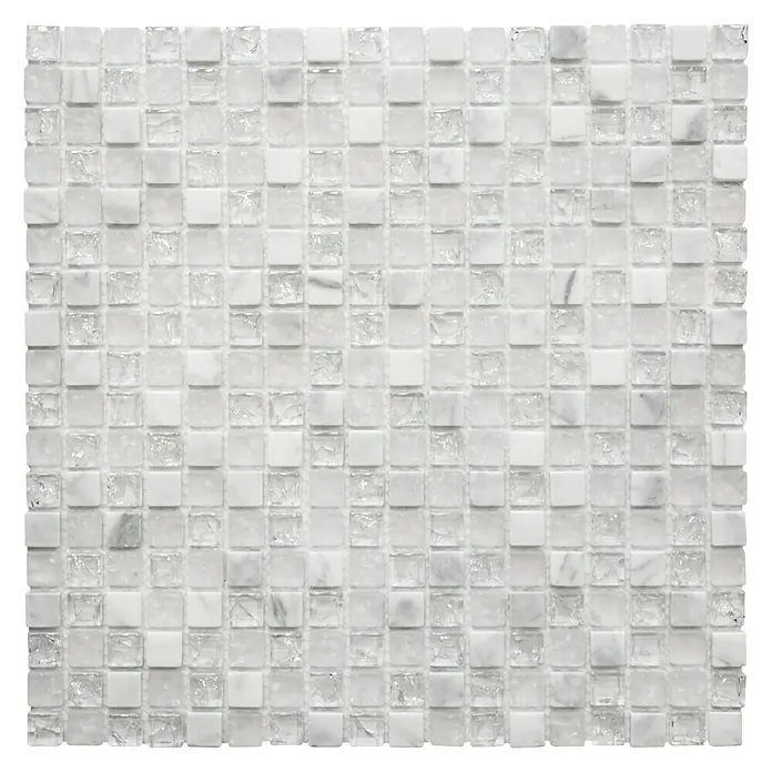 Mosaikfliese Quadrat Crystal Mix XIC 1011 - 30,5 x 30,5 cm, Weiß, Glänzend - Ansicht von oben