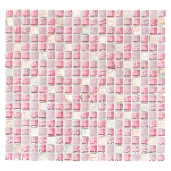 Mosaikfliese Quadrat Crystal Mix XCM M940 - 30,5 x 32,2 cm, Rosa, Glänzend - Ansicht von oben