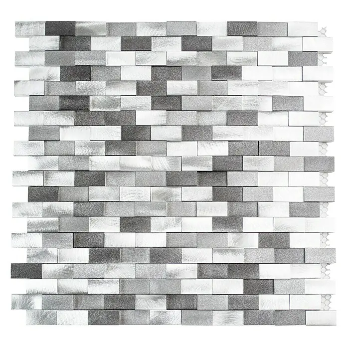 Mosaikfliese Brick 3D Mix XAM A132 - 30,1 x 30,4 cm, Silber/Schwarz, Matt