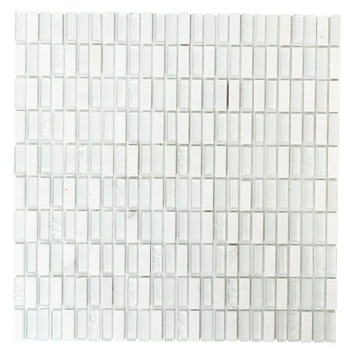 Mosaikfliese Stäbchen Crystal Mix XCM XS66 - 31,3 x 31,8 cm, Weiß, Glänzend