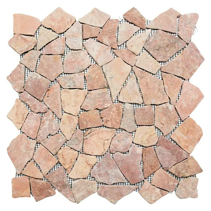 Mozaik pločica Mramor - 30,5 x 30,5 cm, Crvene boje, Mat - Pogled odozgo