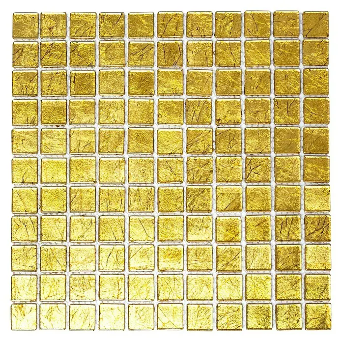 Mosaikfliese Quadrat Crystal Uni XCM 8GO15 - 30 x 30 cm, Gold, Glänzend - Ansicht von oben