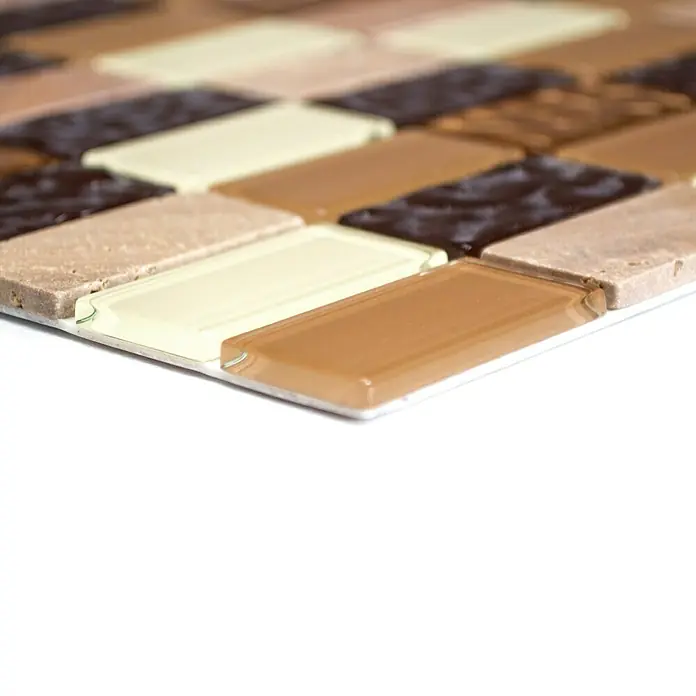 Selbstklebemosaik Crystal Mix SAM 4MS75 - 30 x 30 cm, Glas, Beige/Braun - Vorderansicht