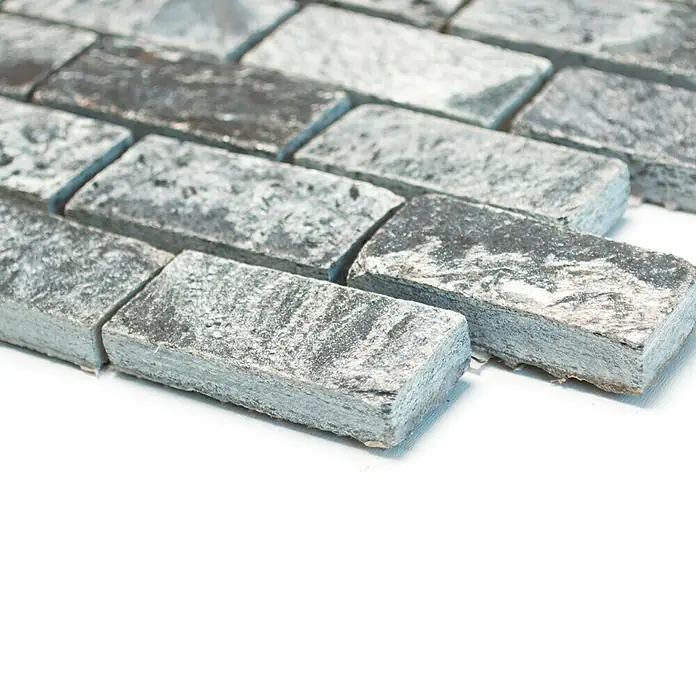 Mosaikfliese Brick XMI 117 - 30,5 x 32,5 cm, Silbergrau, Matt - Vorderansicht