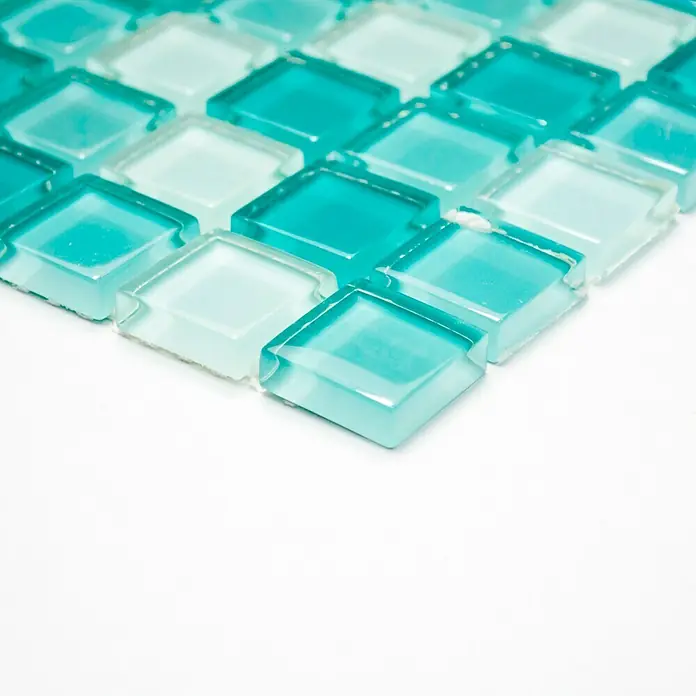 Mosaikfliese Quadrat Crystal Mix XCM 8114 - 32,7 x 30,2 cm, Hellgrün/Grün, Glänzend - Vorderansicht