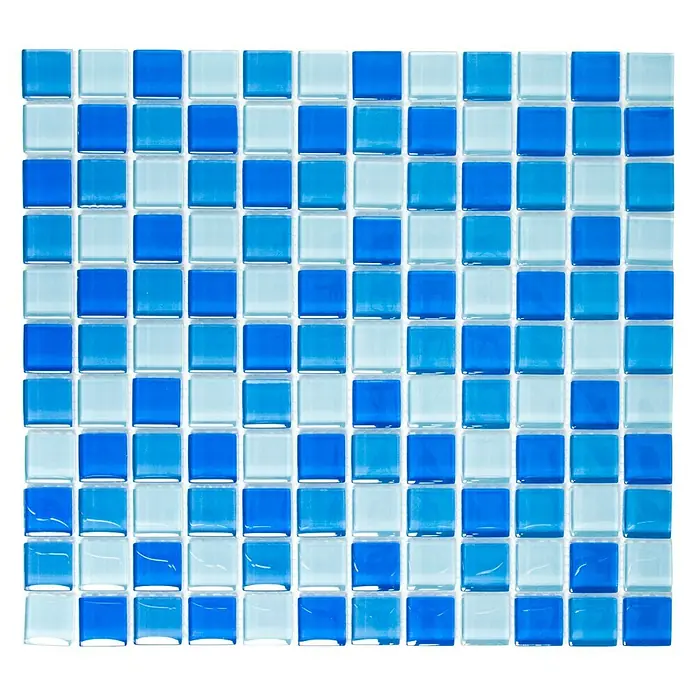 Mosaikfliese Quadrat Crystal Mix XCM 8222 - 32,7 x 30,2 cm, Blau, Glänzend - Ansicht von oben
